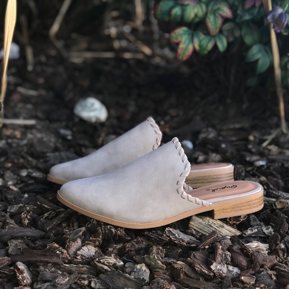 Taupe stitch detail mule ballerina flats - Picture 7 of 8